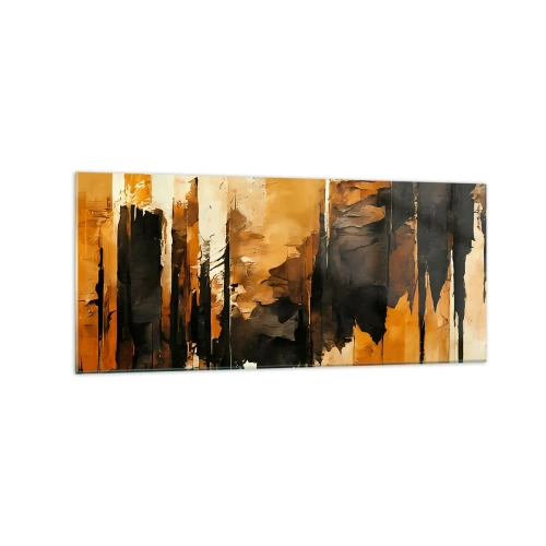 Glastavla - Bild på glas - Harmoni av svart och guld - 120x50 cm