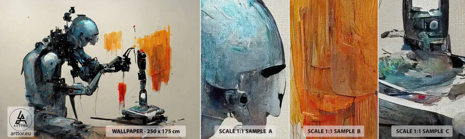 Provbit av fototapet Premium Canvas - Kommer i morgon... - Konstnär, Artificiell intelligens, Robot - 100x30 cm