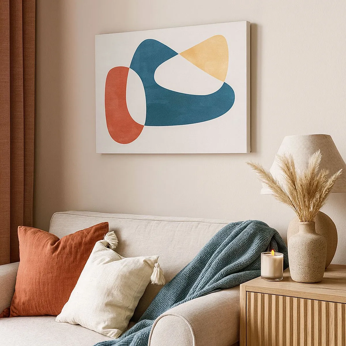 Canvastavla - Bild på duk - Abstrakta former i harmoniska färger - 70x50cm - Influenser och metamorfoser - Modern väggdekoration för vardagsrum och sovrum ARTTOR