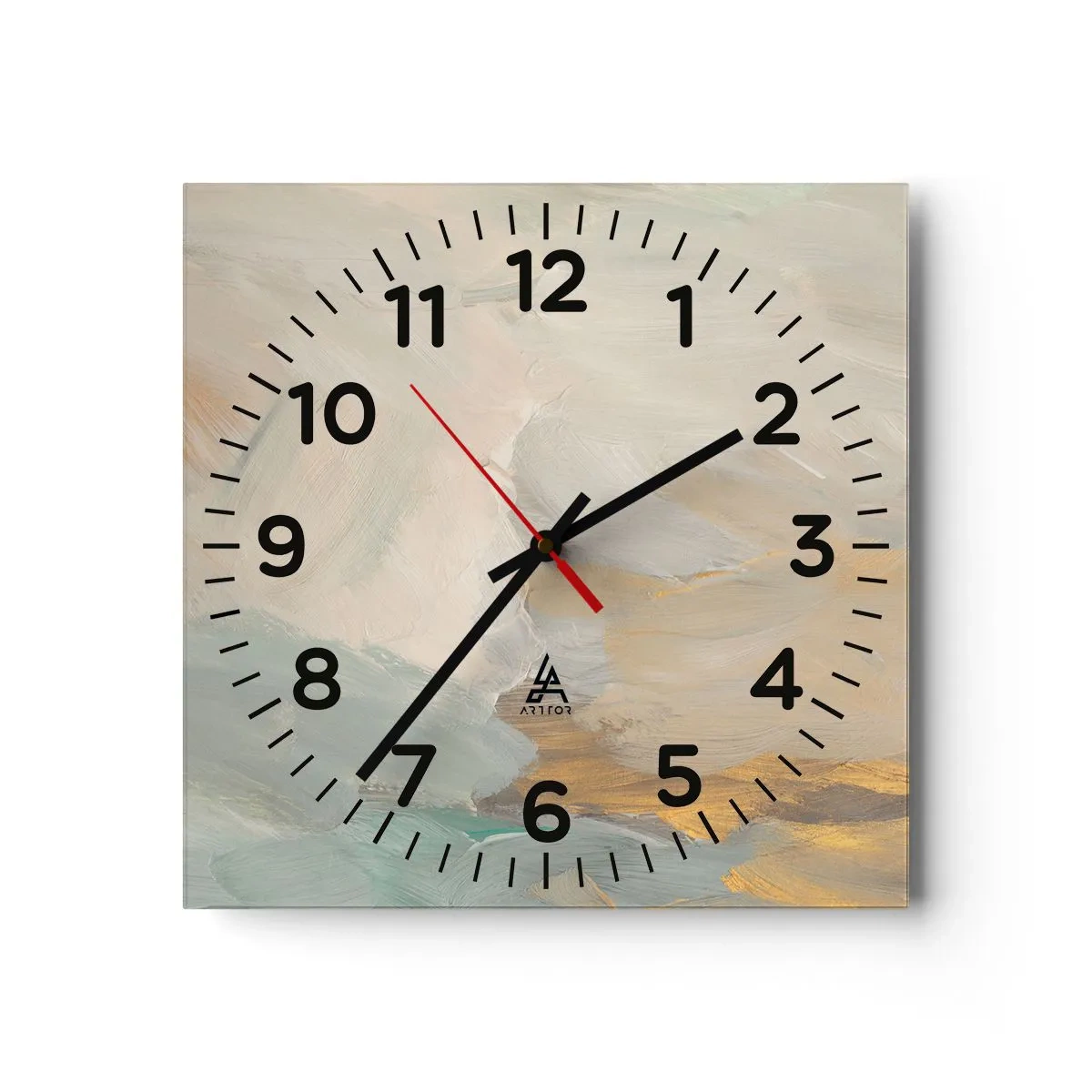 Väggklocka - Klocka på glas - Abstraktion - ett land av mildhet - 40x40 cm