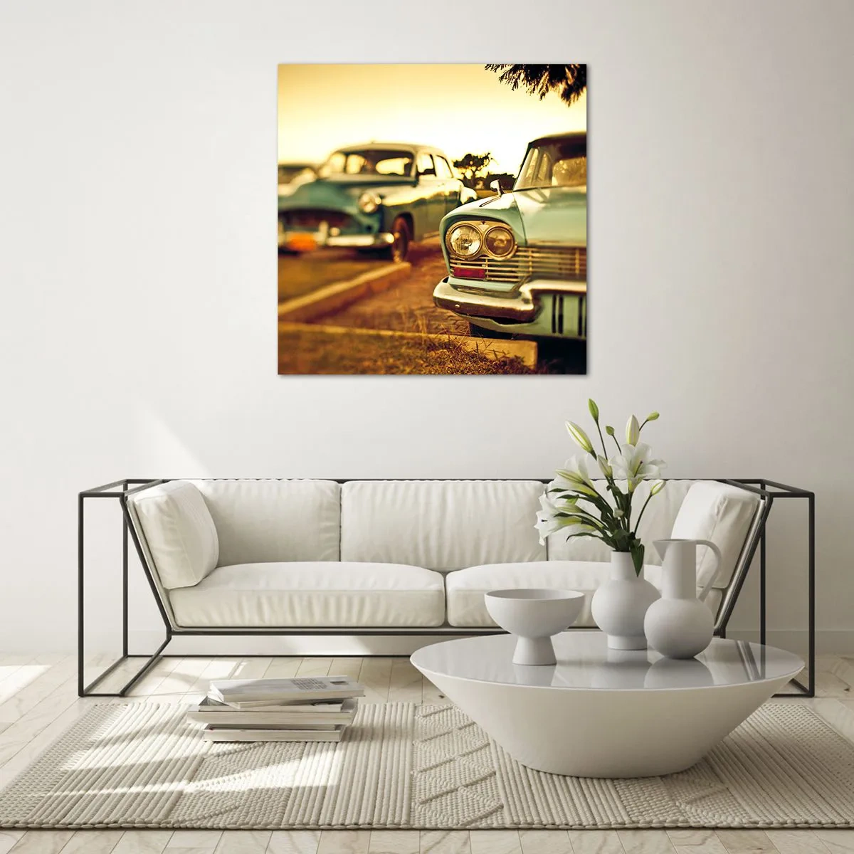 Glastavla - Bild på glas - Vi väntar och ser - 70x70 cm