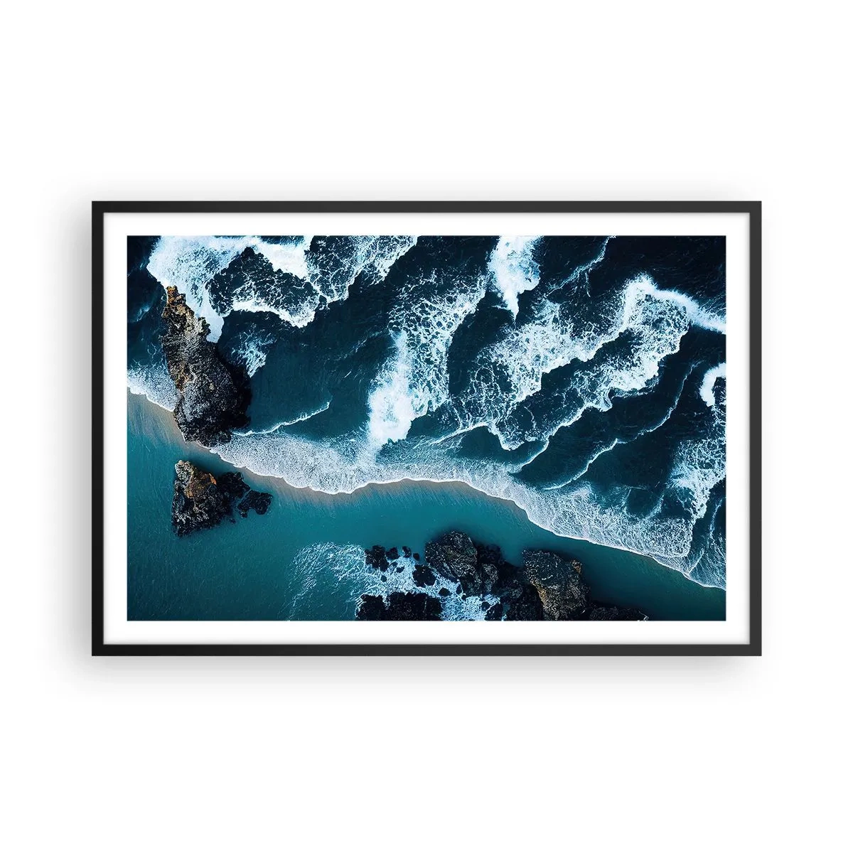 Affisch i svart ram - Insvept i vågorna - 91x61 cm