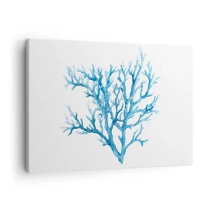 Canvastavla - Bild på duk - Blå korall på vit bakgrund med minimalistisk känsla - 70x50cm - Marin filigran - Modern väggdekoration för vardagsrum och sovrum ARTTOR