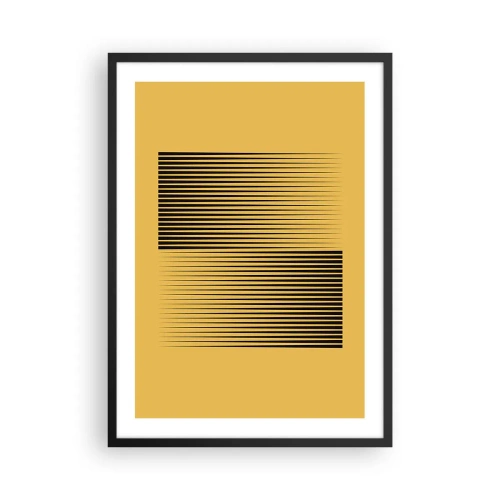 Affisch i svart ram - En minimalistisk komposition av linjer mot en senapsgrå bakgrund. - 50x70cm - Motsatsernas kvadrat - Modern väggdekoration för vardagsrum och sovrum ARTTOR