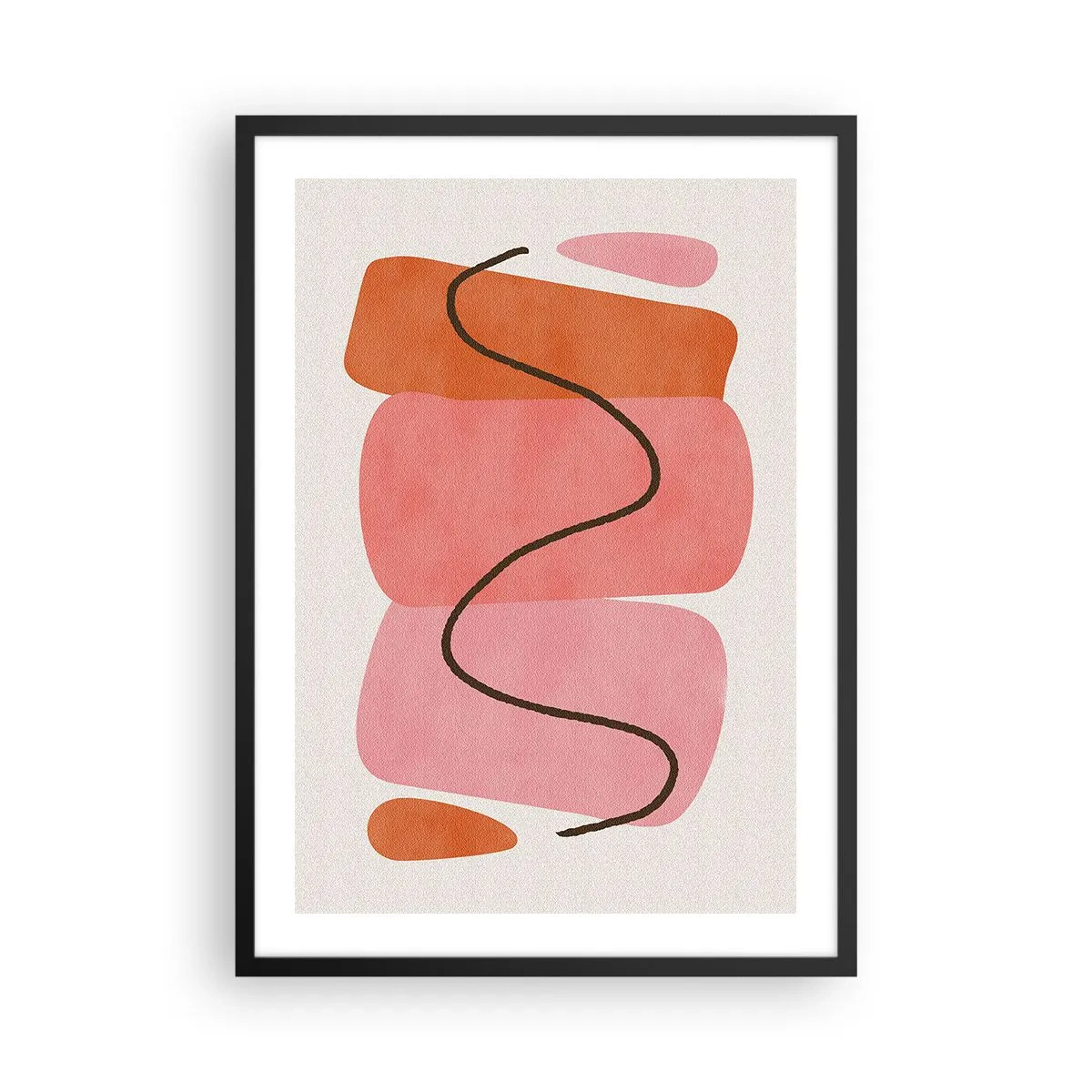 Affisch i svart ram - Abstrakt komposition av geometriska former - 50x70cm - Formernas mjuka rörelse - Modern väggdekoration för vardagsrum och sovrum ARTTOR