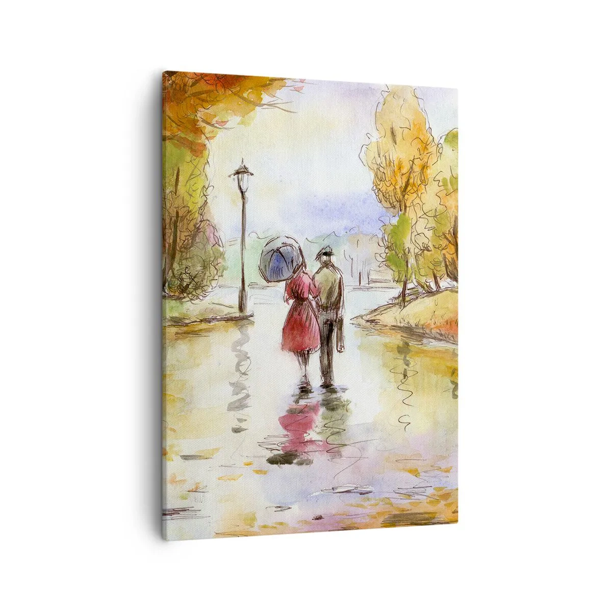 Canvastavla - Bild på duk - Romantisk höst i parken - 50x70 cm