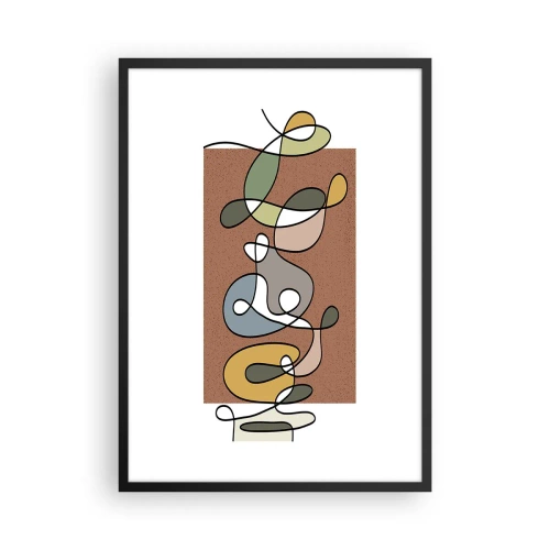 Affisch i svart ram - En abstrakt komposition av linjer och färgglada former. - 50x70cm - En abstraktion värd att le åt - Modern väggdekoration för vardagsrum och sovrum ARTTOR