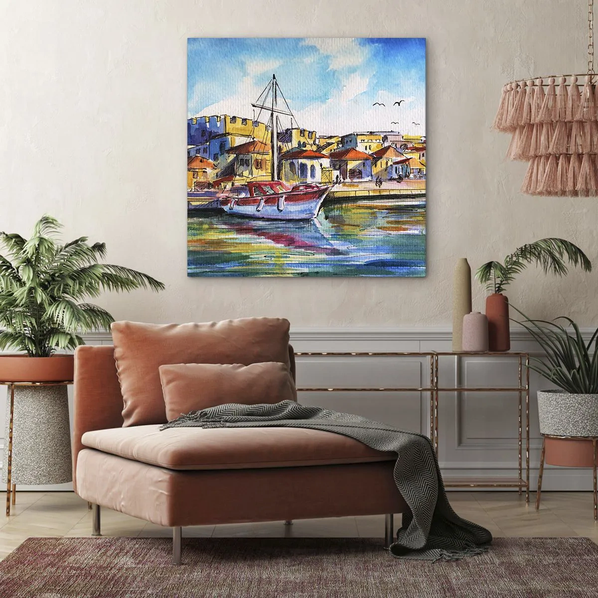 Canvastavla - Bild på duk - Regnbågseftermiddag - 30x30 cm