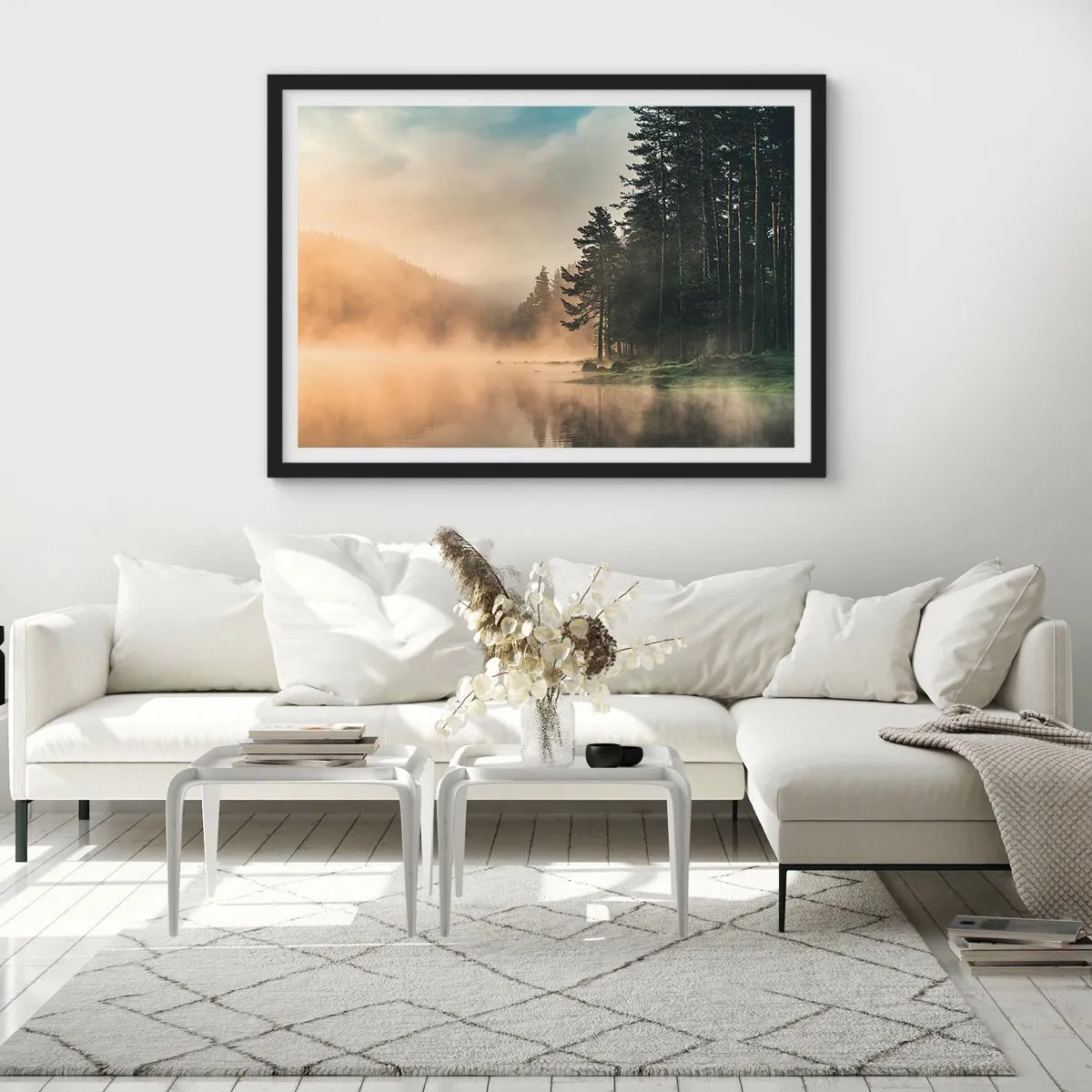 Affisch i svart ram - Dagen föds - 100x70 cm