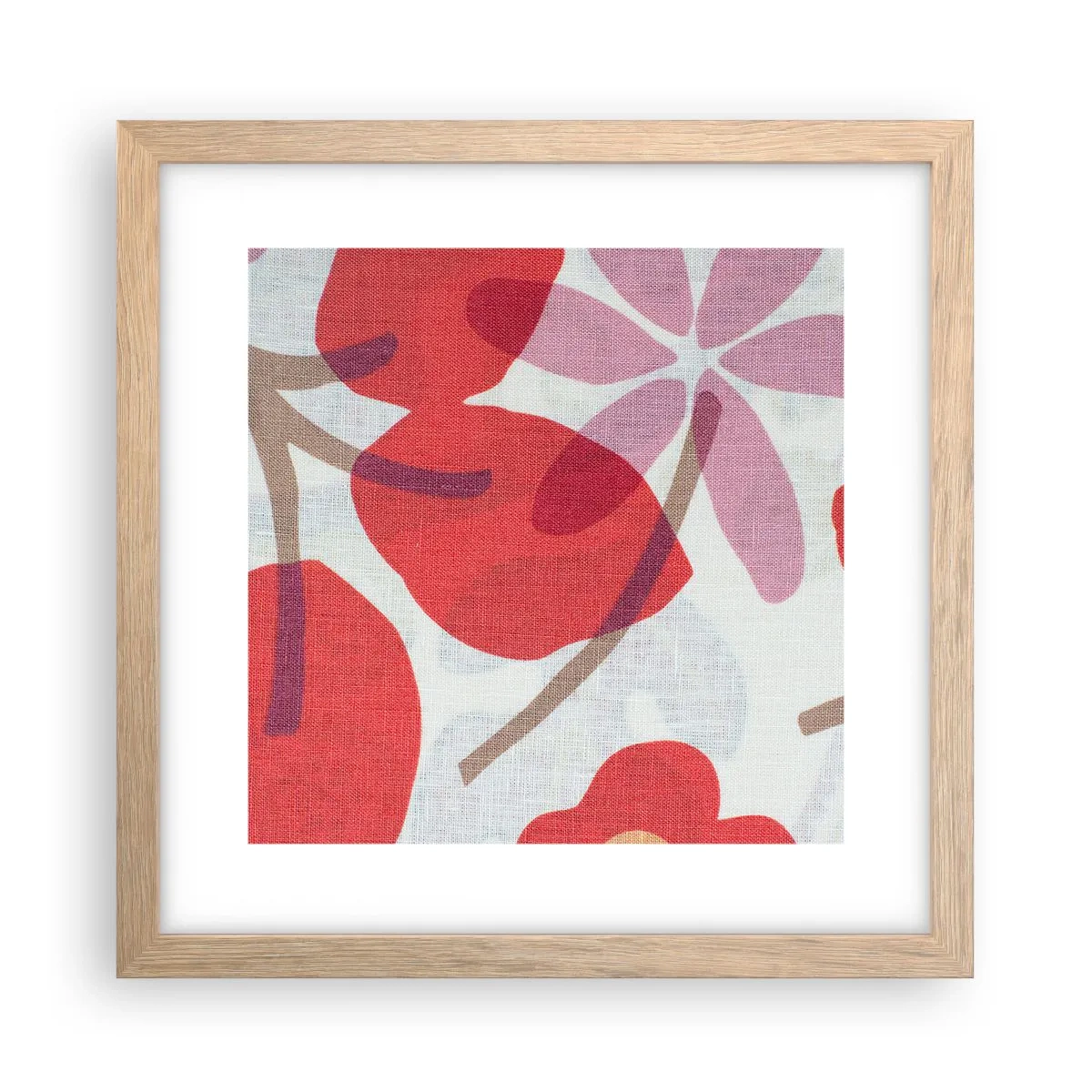 Affisch i ram av ljusek - Blomsterkomposition i rosa - 30x30 cm
