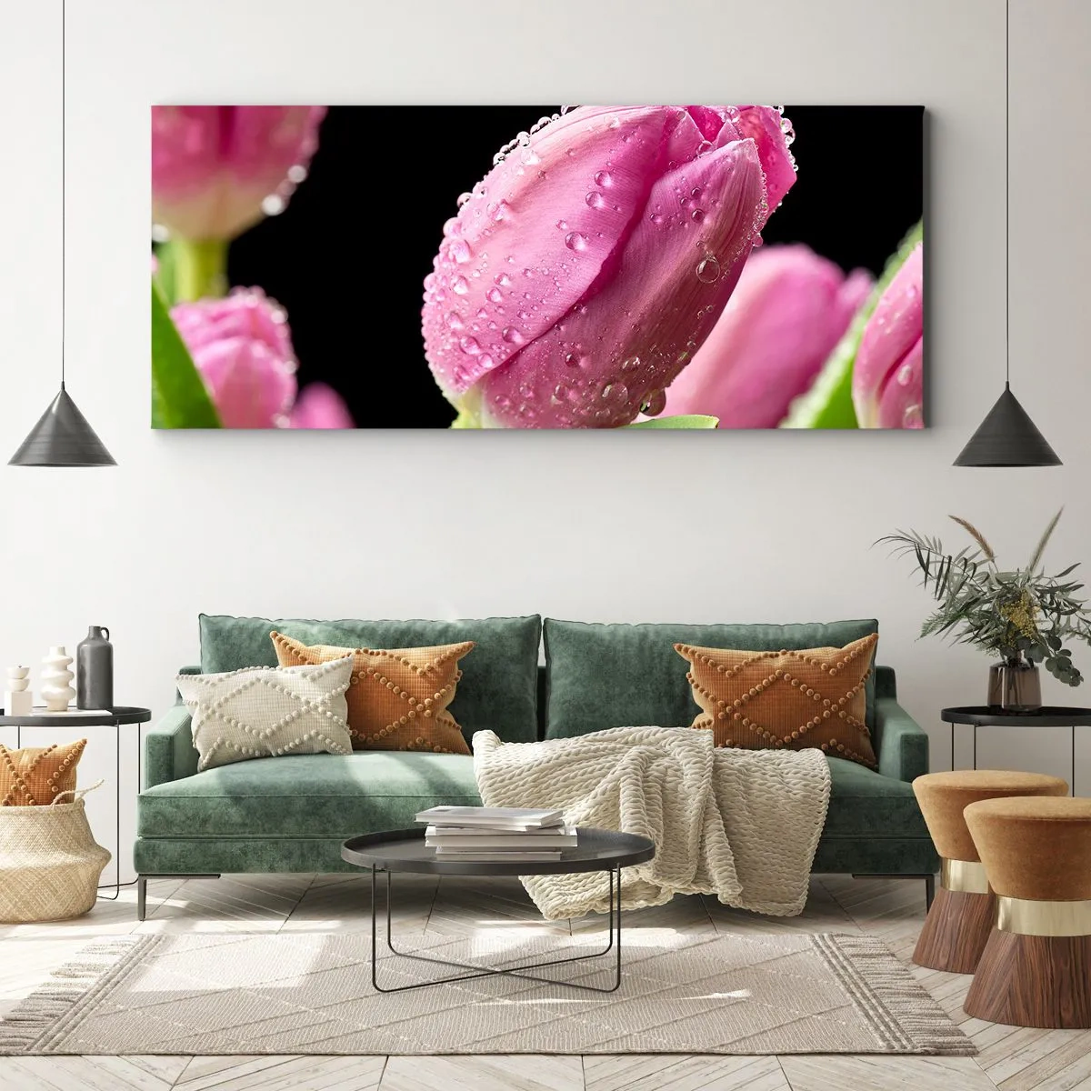 Canvastavla - Bild på duk - Lila sömn i daggen - 90x30 cm