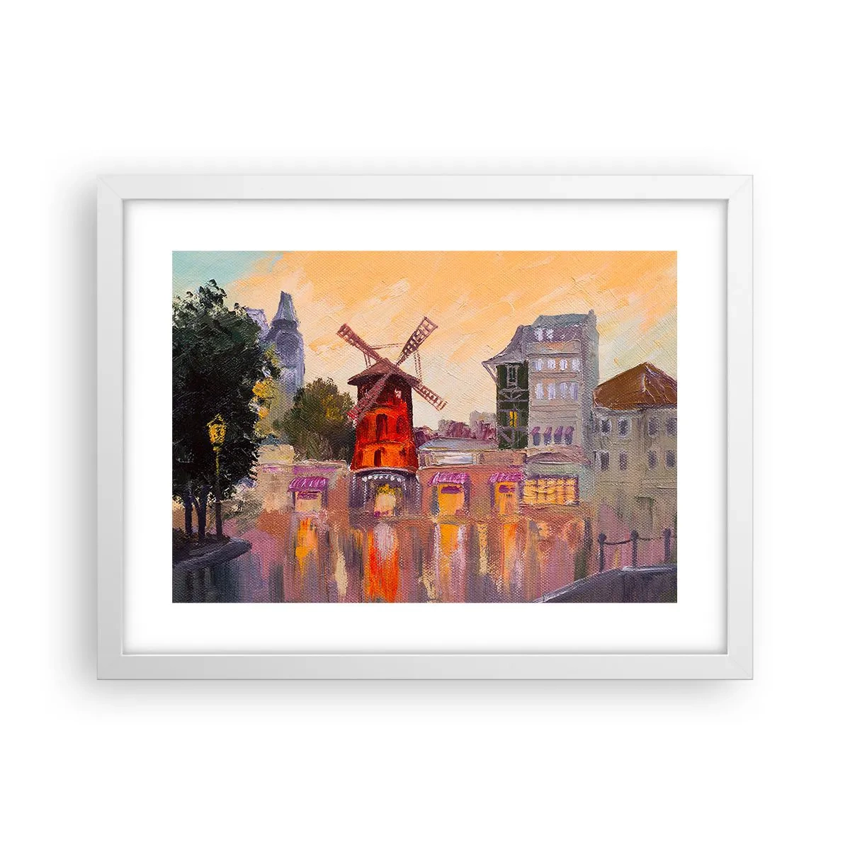 Affisch i vit ram - Ikoner av Paris – Moulin Rouge - 40x30 cm