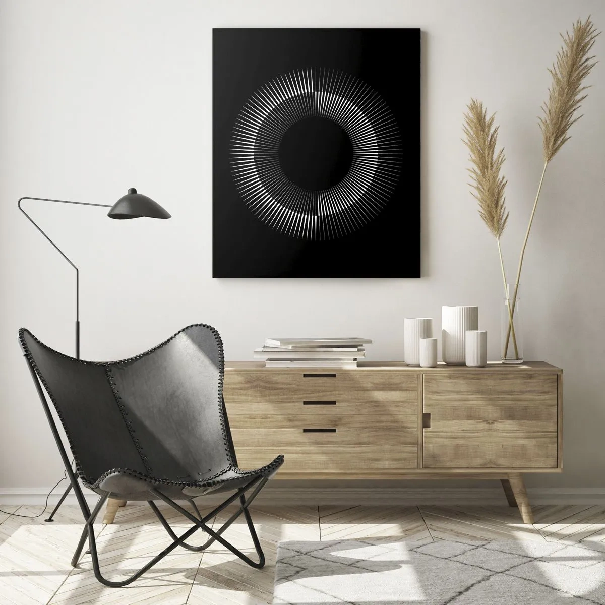 Glastavla - Bild på glas - Svart sol - 50x70 cm