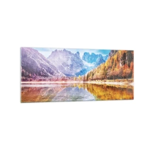 Glastavla - Bild på glas - Det är redan höst i fjällen - 120x50 cm