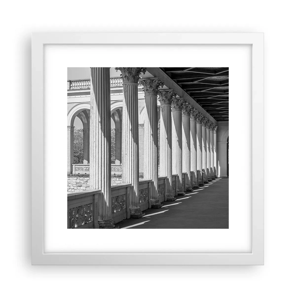 Affisch i vit ram - Solig arkad - 30x30 cm