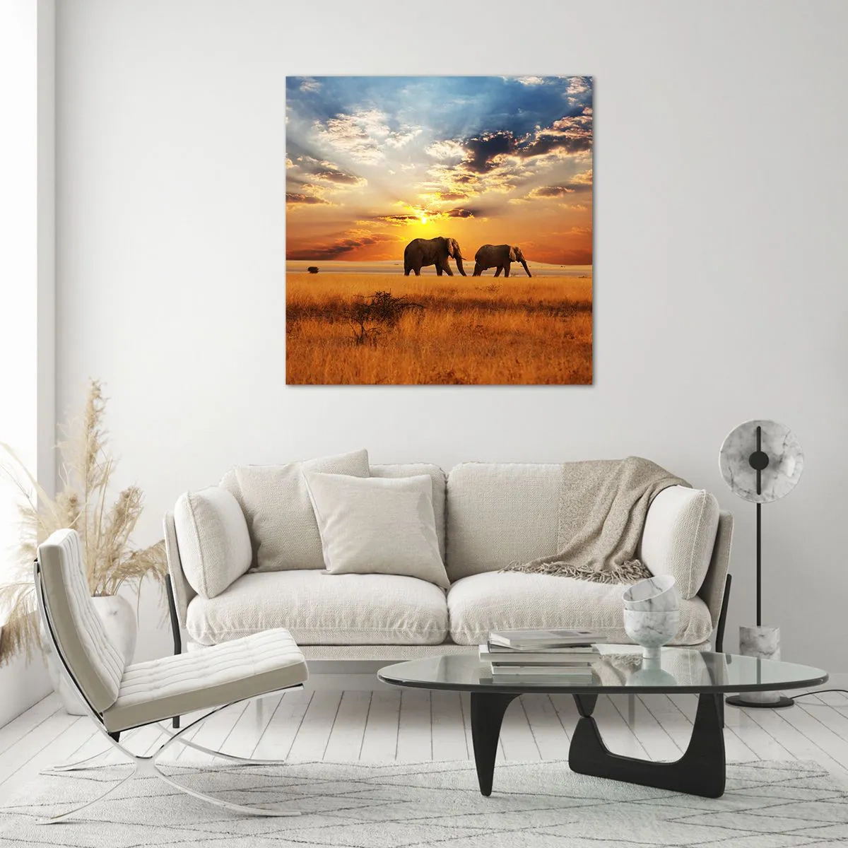 Glastavla - Bild på glas - Familjepromenad - 70x70 cm