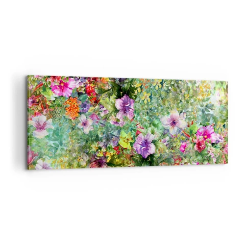 Canvastavla - Bild på duk - Ta en dopp i blommorna - 100x40 cm