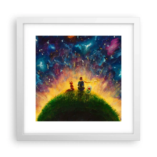 Affisch i vit ram - Kärlek och vänskap - hela världen - 30x30 cm