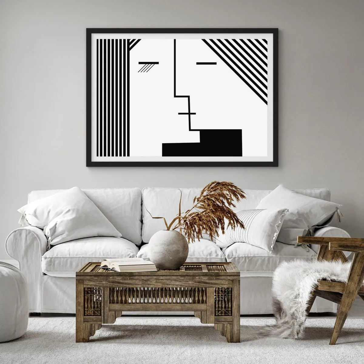 Affisch i svart ram - Bara en kyss - 100x70 cm