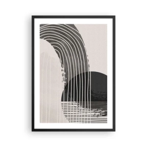 Affisch i svart ram - Minimalistisk abstraktion i svartvitt - 50x70cm - Dit och tillbaka - Modern väggdekoration för vardagsrum och sovrum ARTTOR