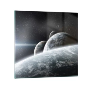Glastavla - Bild på glas - Sfärers rymdmusik - 40x40 cm