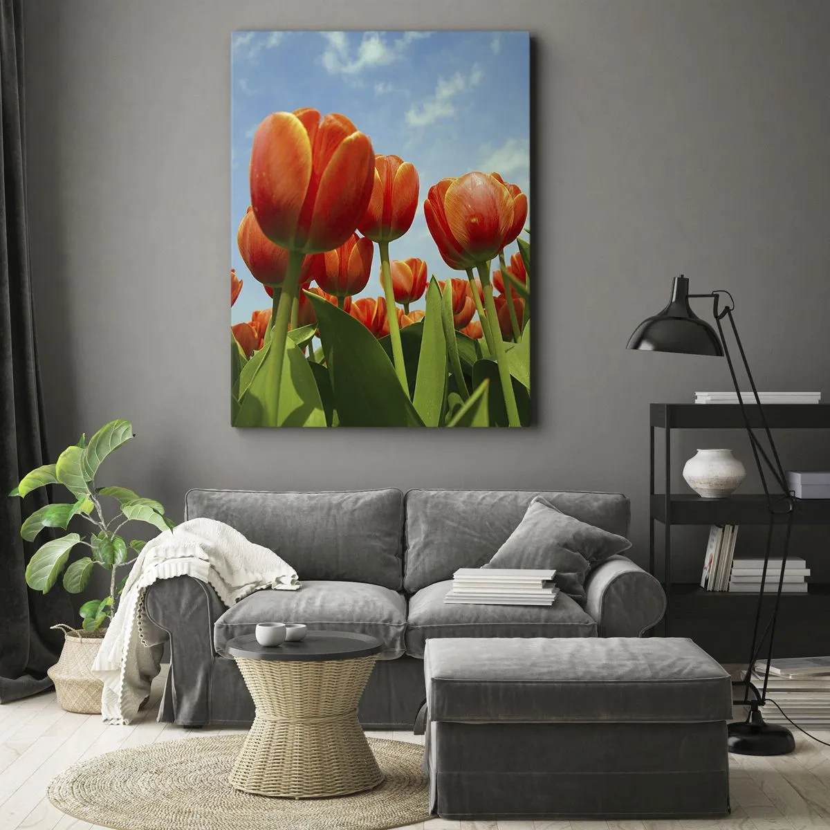 Canvastavla - Bild på duk - Förutom blå himmel behöver vi inget annat i livet - 50x70 cm