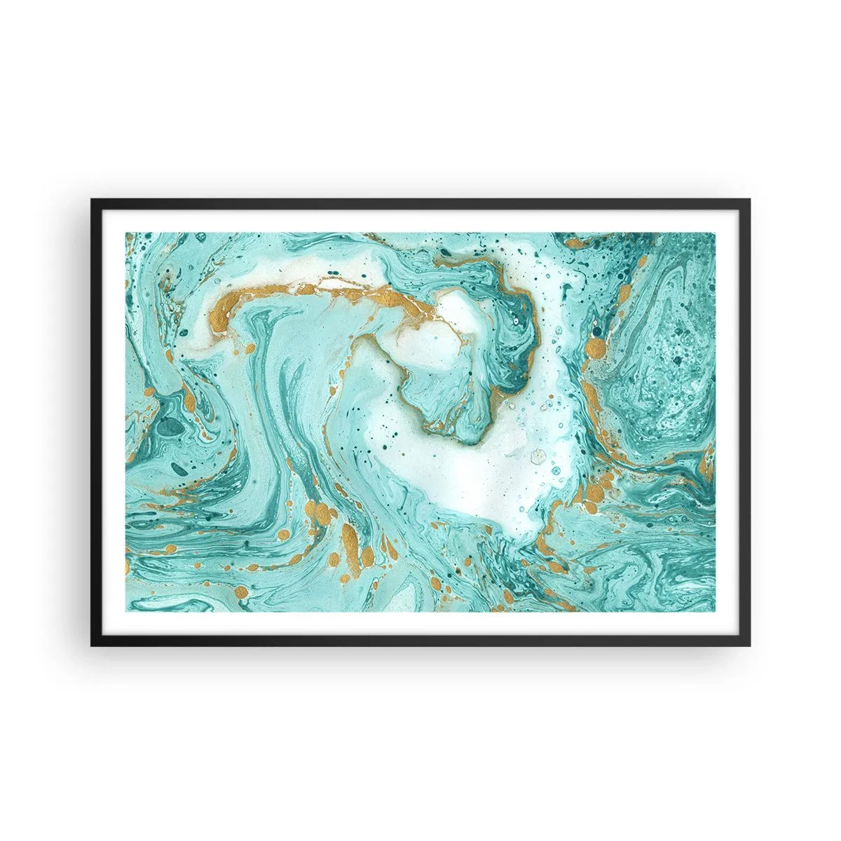 Affisch i svart ram - Under stora vågen från Edo-tiden - 91x61 cm