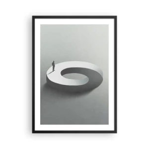 Affisch i svart ram - En minimalistisk figur på en geometrisk struktur - 50x70cm - Och försök att vara klok - Modern väggdekoration för vardagsrum och sovrum ARTTOR