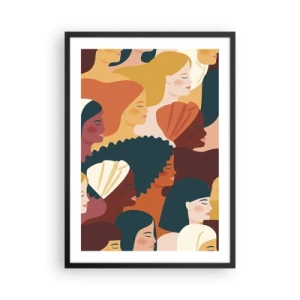 Affisch i svart ram - Färgglad grafik som visar kvinnliga profiler - 50x70cm - Endast kvinnlighet - Modern väggdekoration för vardagsrum och sovrum ARTTOR