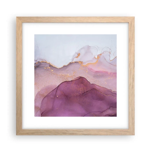 Affisch i ram av ljusek - Lila och violett vågor - 30x30 cm