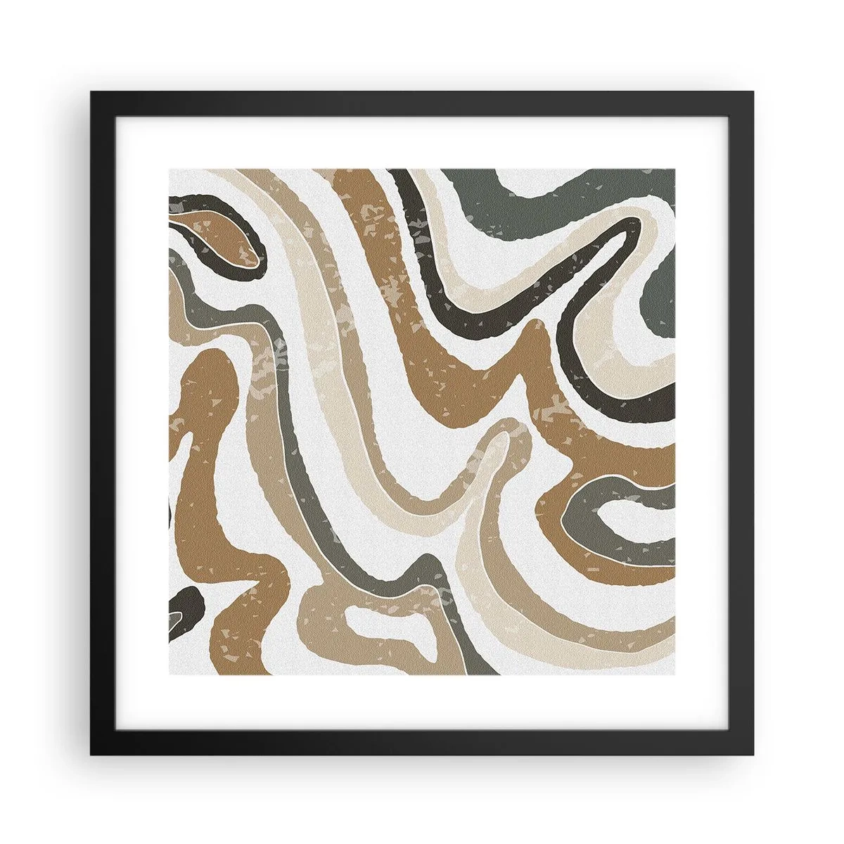 Affisch i svart ram - Meandrar av jordnära färger - 40x40 cm