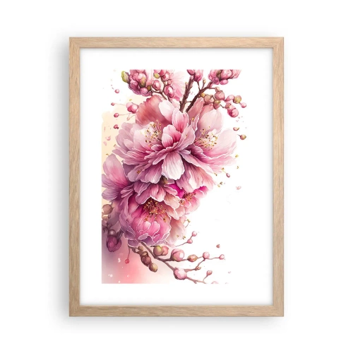 Affisch i ram av ljusek - Blommande körsbärsblomma - 30x40 cm