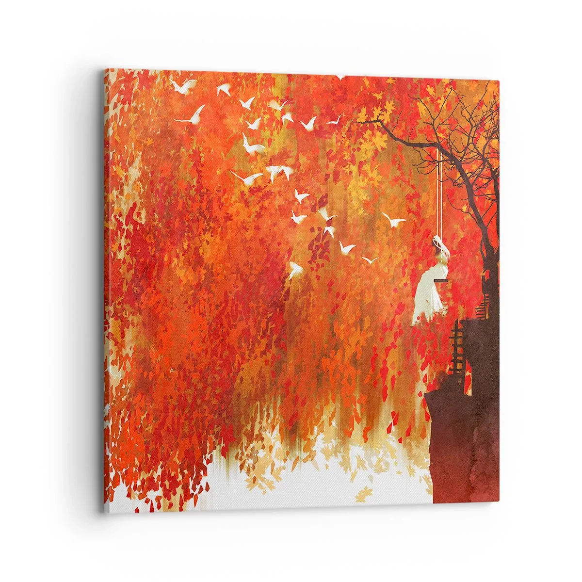 Canvastavla - Bild på duk - Flyger hon med oss? - 70x70 cm