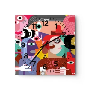 Väggklocka - Klocka på glas - Vi är från Picasso - 40x40 cm