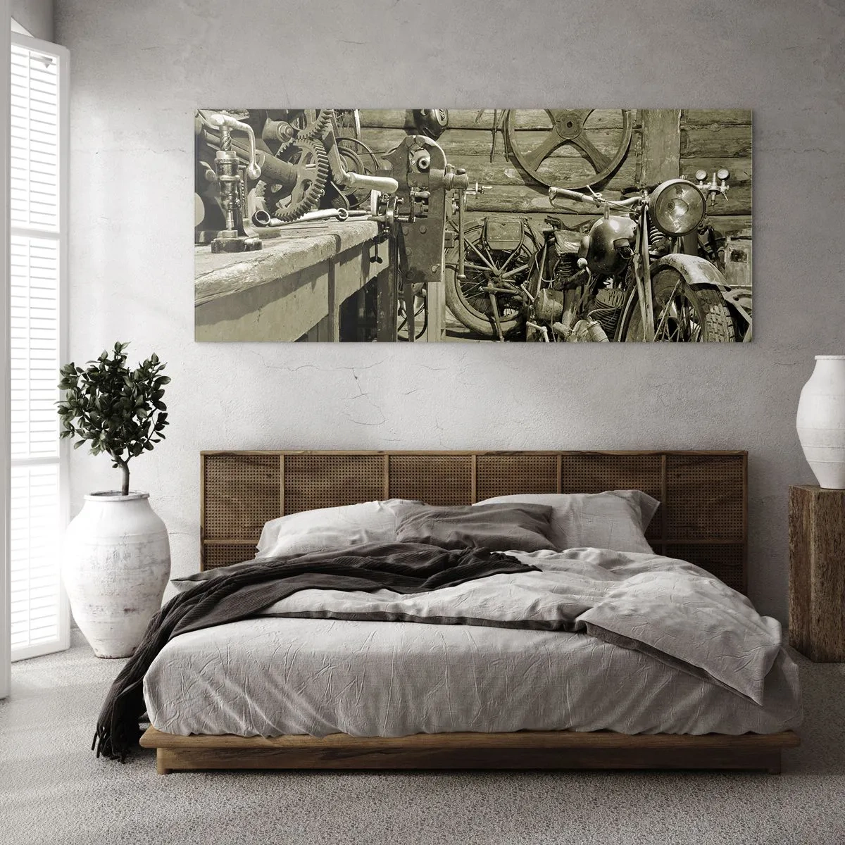Glastavla - Bild på glas - I onkel Lasses skjul - 100x40 cm