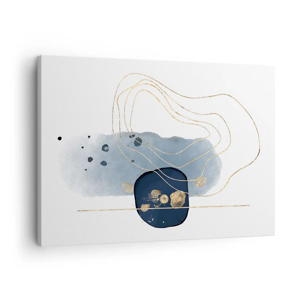 Canvastavla - Bild på duk - Abstraktion i nyanser av blått och guld - 70x50cm - Blå-guld fantasi - Modern väggdekoration för vardagsrum och sovrum ARTTOR