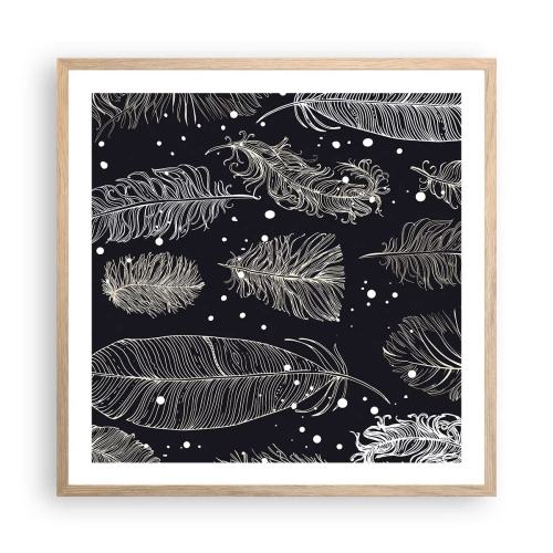 Affisch i ram av ljusek - Fjäderspets - 60x60 cm