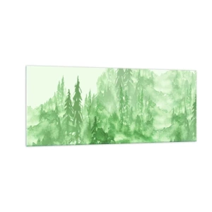 Glastavla - Bild på glas - Suddig i grön dimma - 100x40 cm