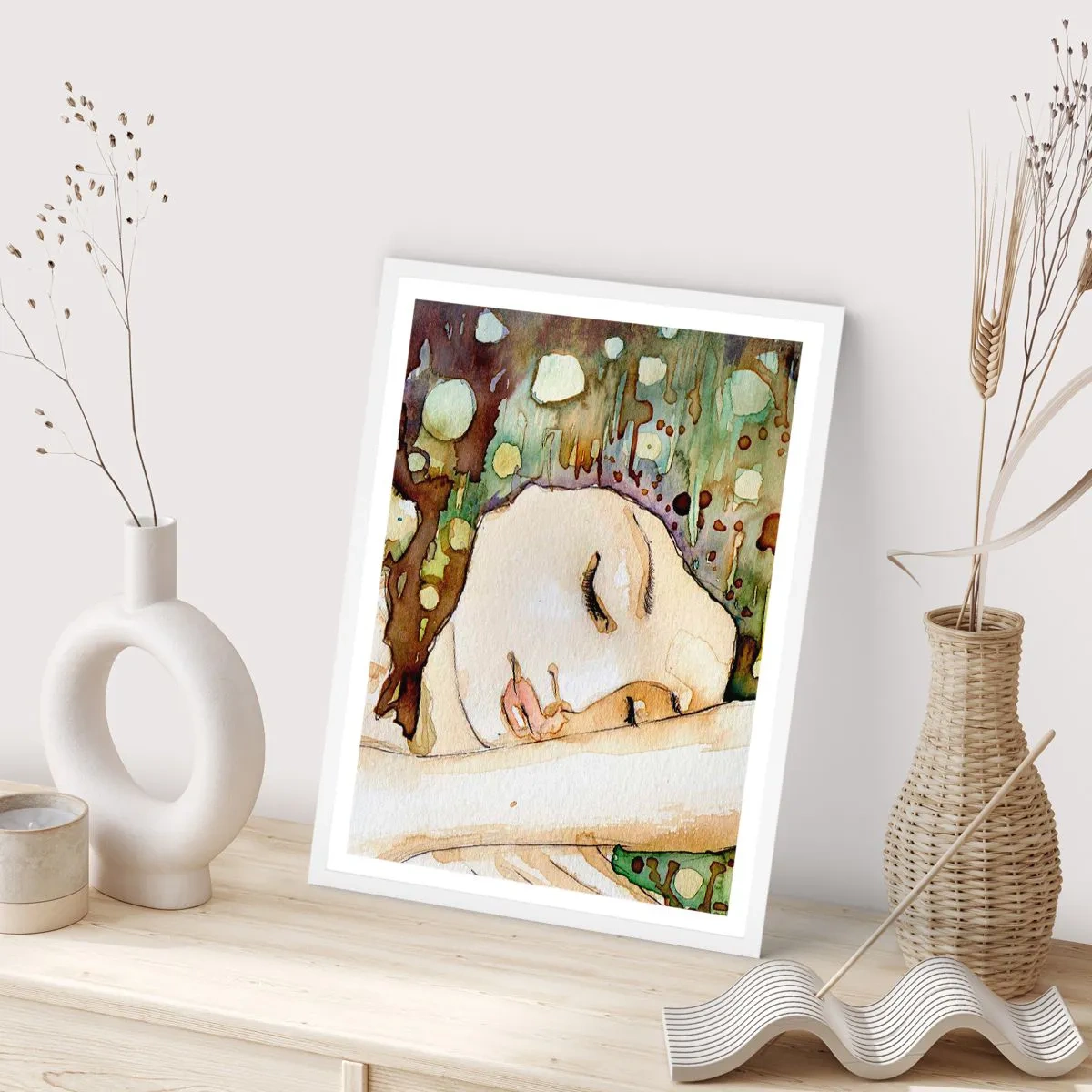 Affisch i vit ram - Smaragd-viol dröm - 70x100 cm