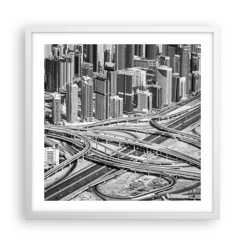 Affisch i vit ram - Dubai - en omöjlig stad - 50x50 cm