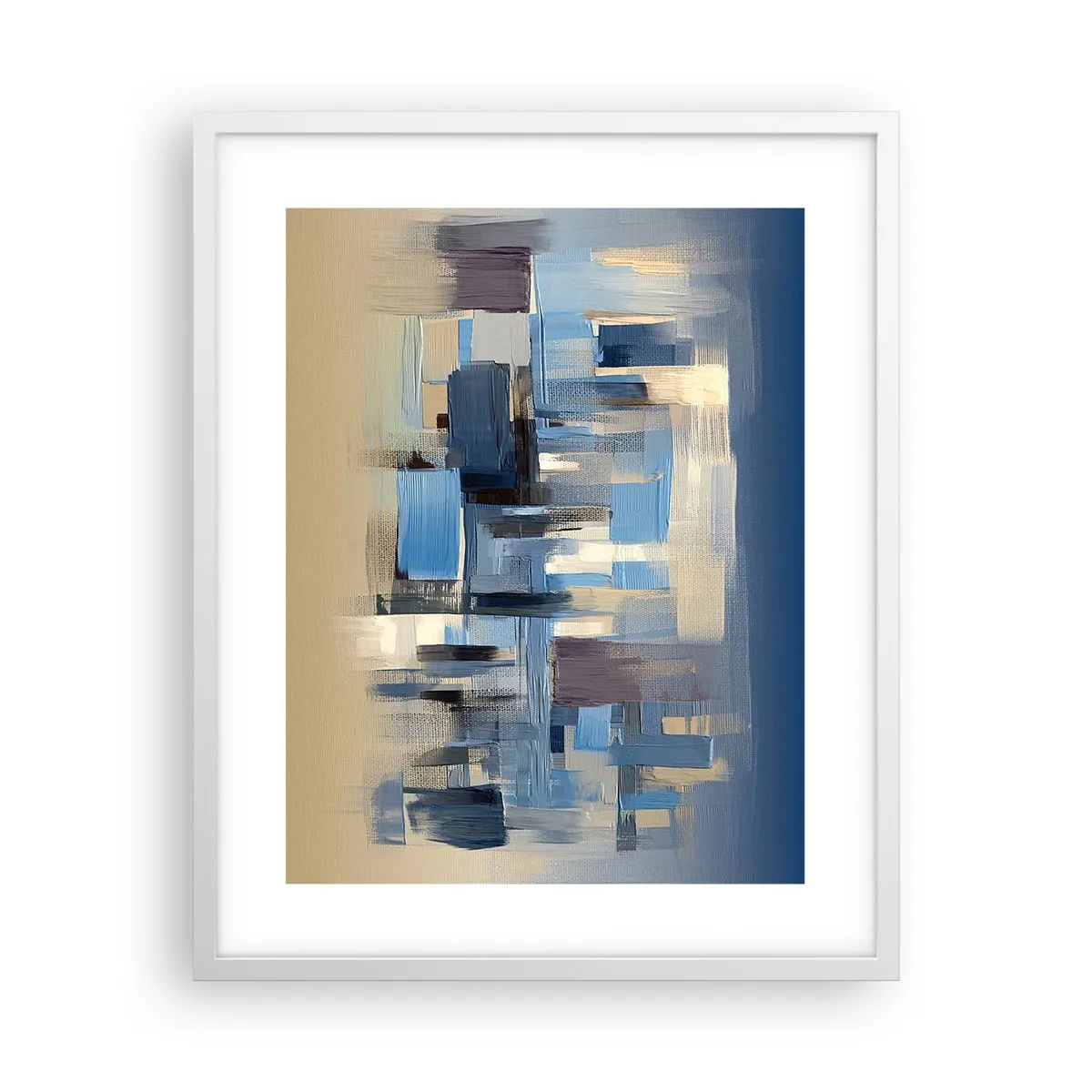 Affisch i vit ram - Blå konstruktion - 40x50 cm