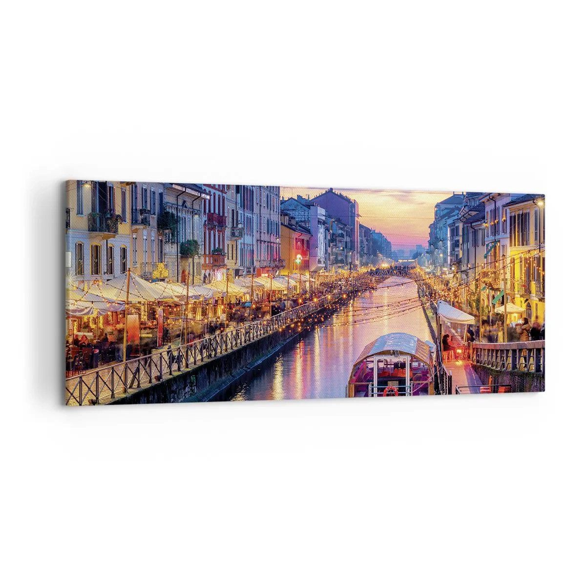Canvastavla - Bild på duk - Ljusets och nöjets kväll - 120x50 cm