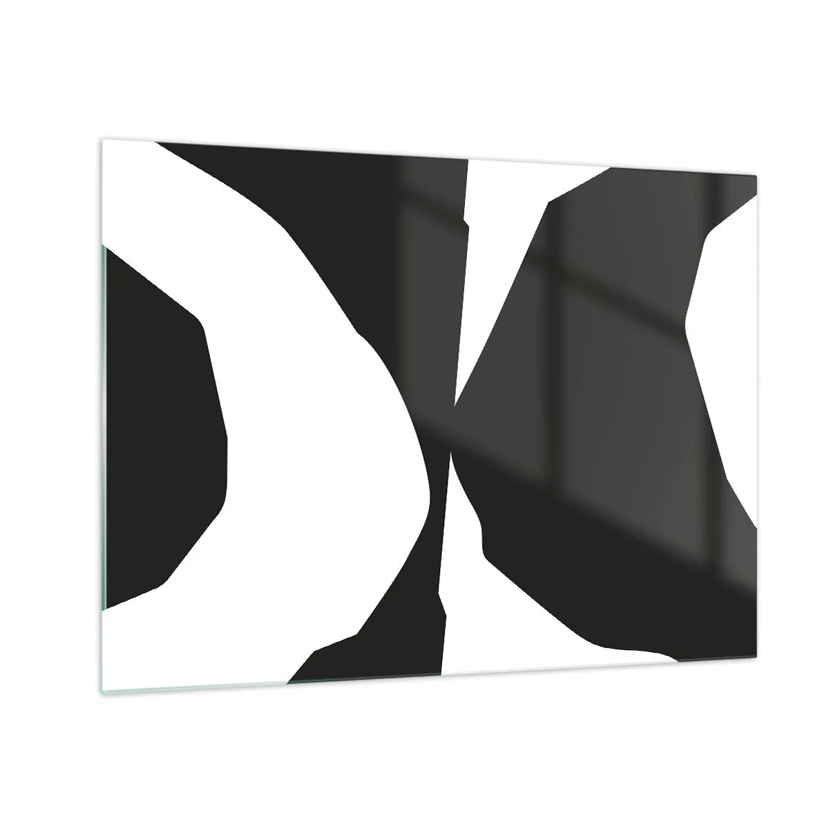 Glastavla - Bild på glas - Svartvit grafisk komposition i kontrasterande positiv-negativ stil - 70x50cm - Positiv-negativ - Modern väggdekoration för vardagsrum och sovrum ARTTOR