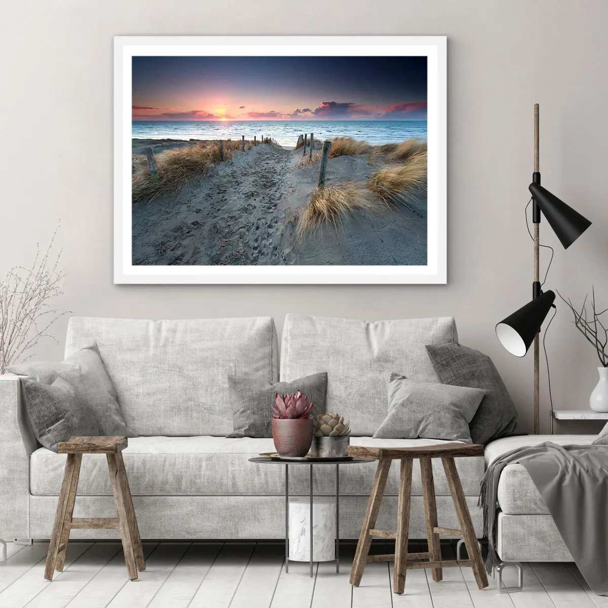 Affisch i vit ram - Utspilld skenregnbåge... - 100x70 cm