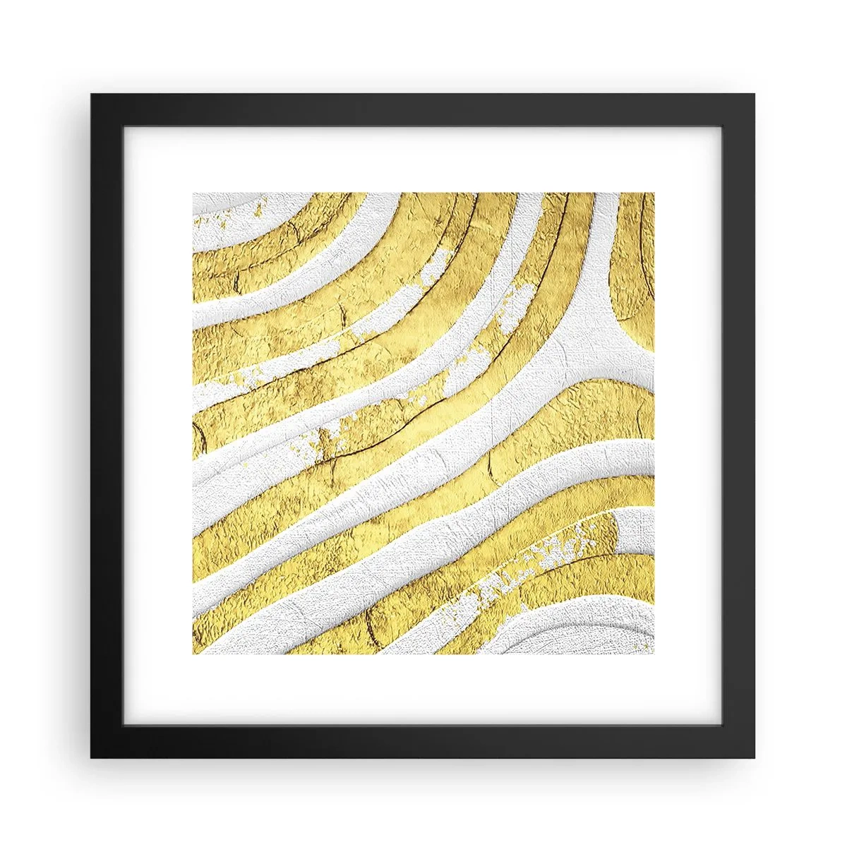 Affisch i svart ram - Komposition i vitt och guld - 30x30 cm