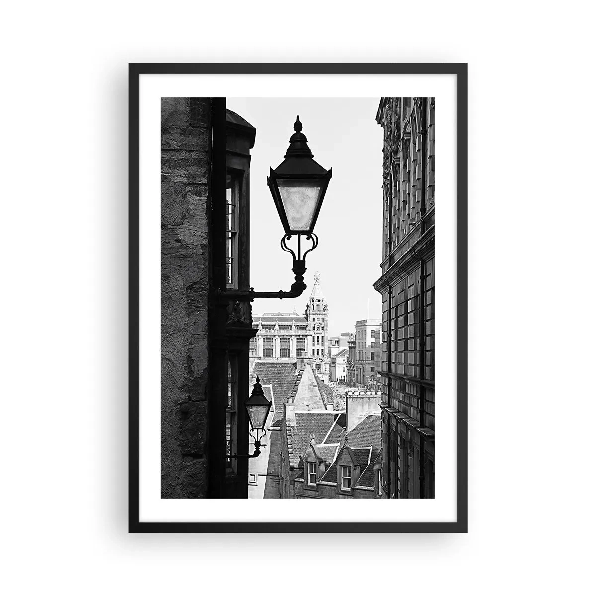 Affisch i svart ram - Charmen med smala gator - 50x70cm - Historia från Edinburgh - Modern väggdekoration för vardagsrum och sovrum ARTTOR