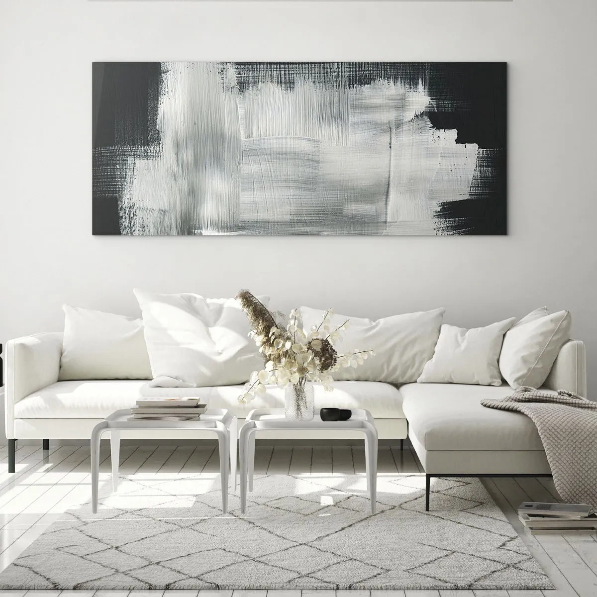 Glastavla - Bild på glas - Vävd av det vertikala och horisontella - 140x50 cm