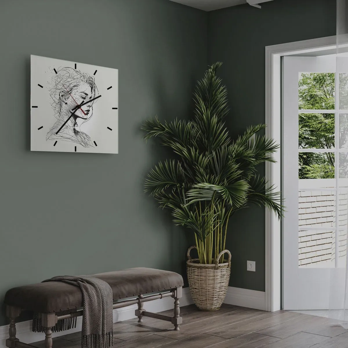 Väggklocka - Klocka på glas - Porträtt i drömmar - 30x30 cm