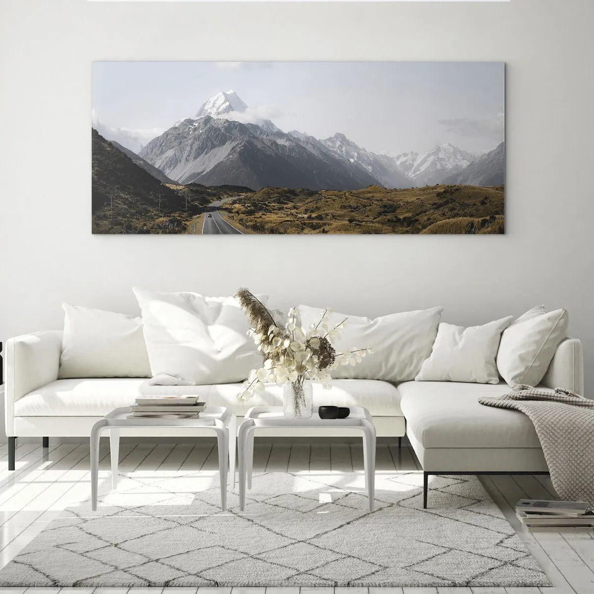 Glastavla - Bild på glas - Väg till fjällens hjärta - 120x50 cm