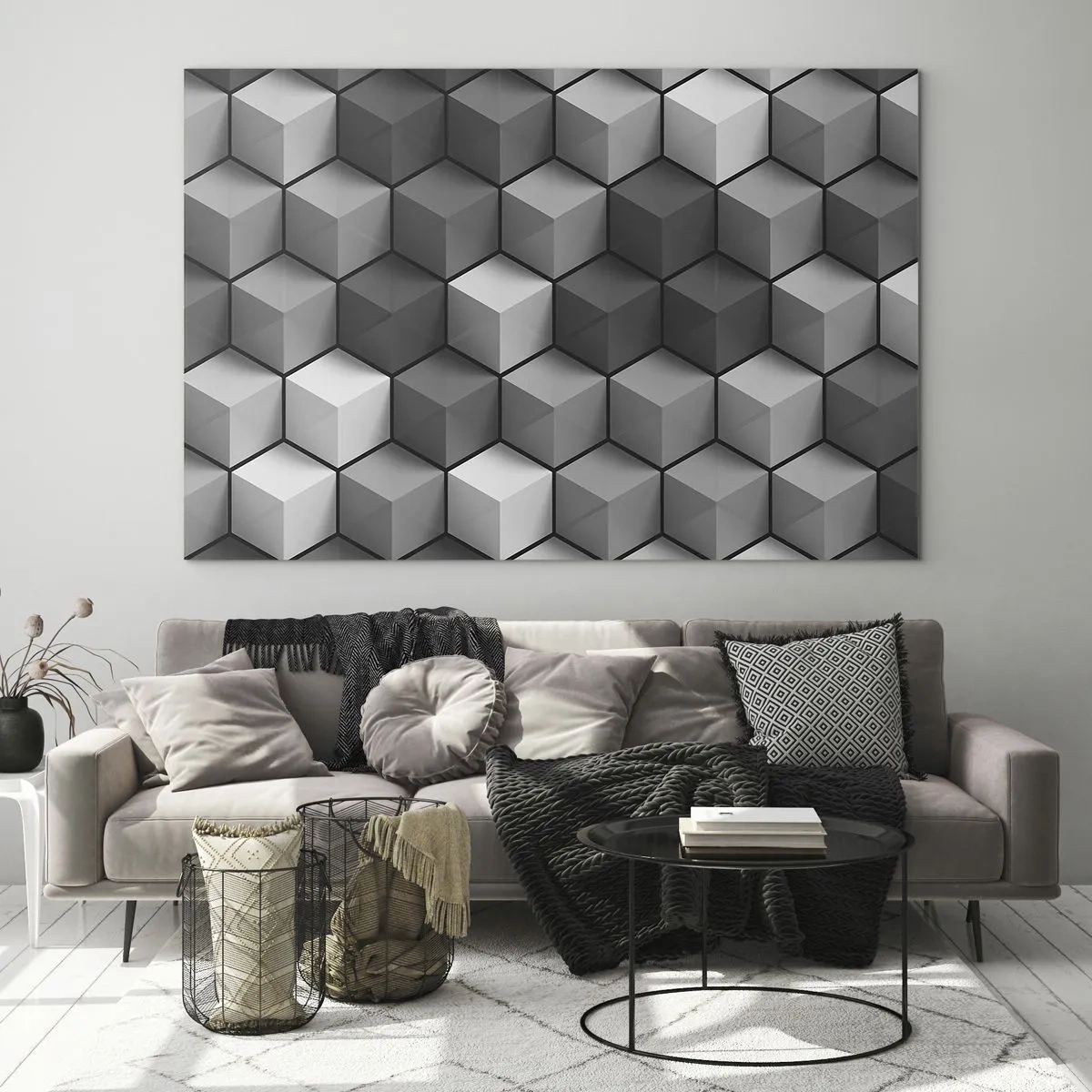 Glastavla - Bild på glas - Kubistiskt pussel - 100x70 cm